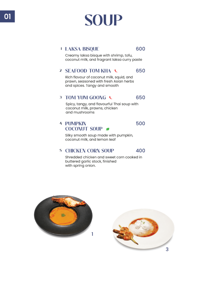 Restaurant menu page 1